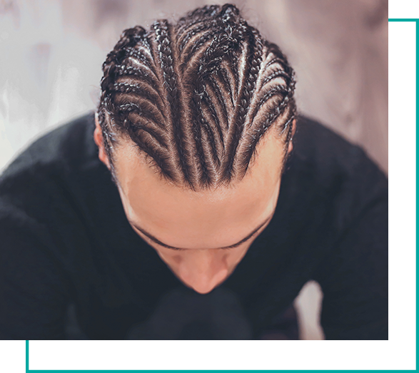 Male Hairstyle Close-Up Braids