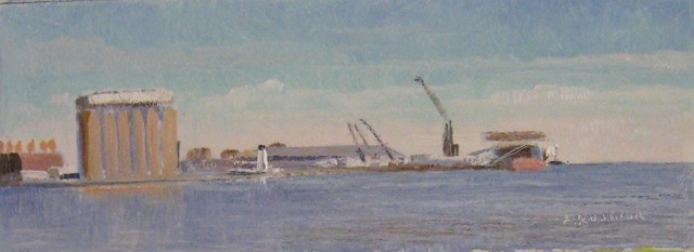 27. Lighthouse, Baltimore Harbor, 3x8  oil on panel