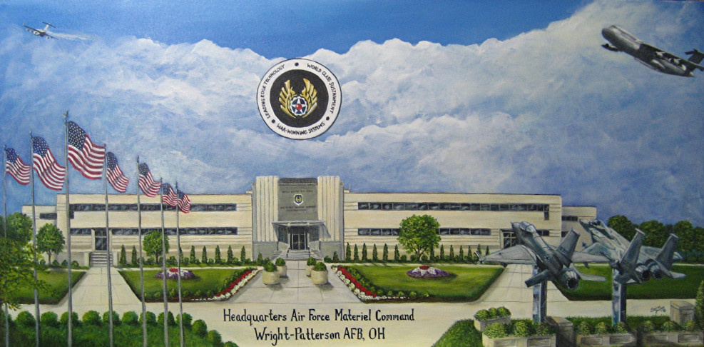 "AFMC - Behind the Scenes", Acrylic on 24"x48" Canvas - This painting has been donated to the USAF & is currently hanging in the Command Section of HQ/AFMC Building at Wright-Patt AFB