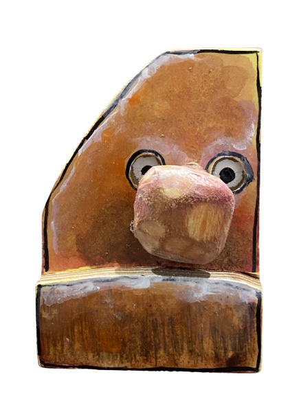 Acrylic on wood w/ carved nose
3.5"
$50