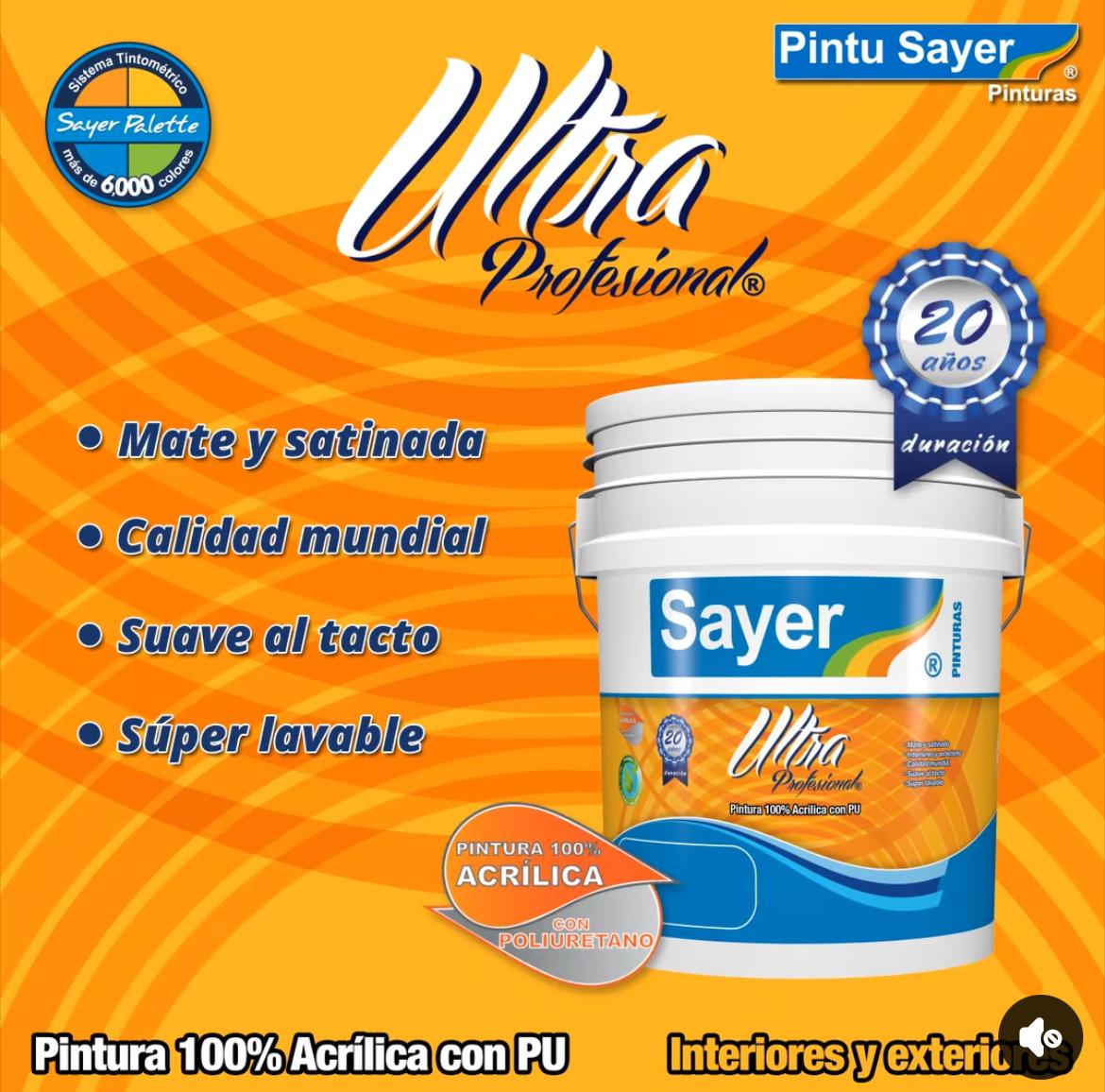 PINTURA ACRILICA 100%LAVABLE SATINADA BLANCA O COLOR 19L Y 4L