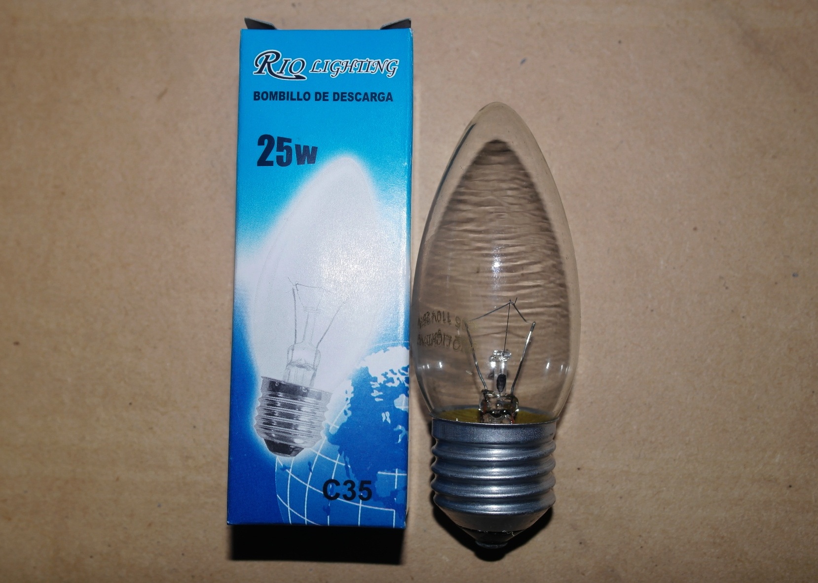 Bombillo Inc. Vela Claro  25W 120V
 E27  Cod -10150