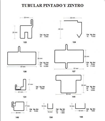 Tubular pintado y zintro