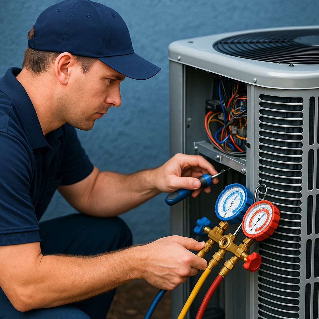 Refrigerador de bebidas en oficina moderna con iluminación LED y plantas decorativas.