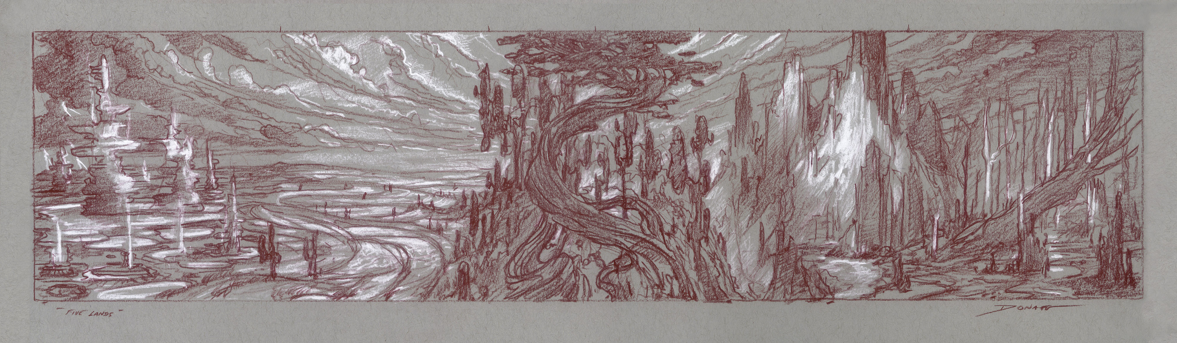 Magic Five Lands
Grand Prix Promo Cards 2018
8" x 24" Watercolor pencil and Chalk on Toned Paper
private collection