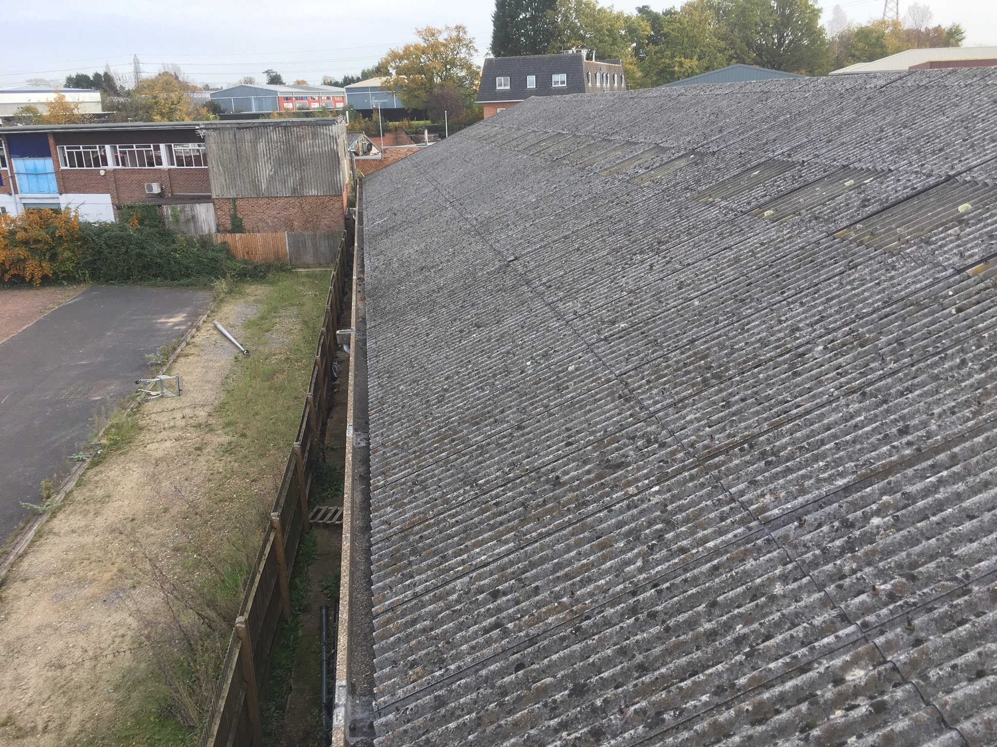 Asbestos roof before conversion