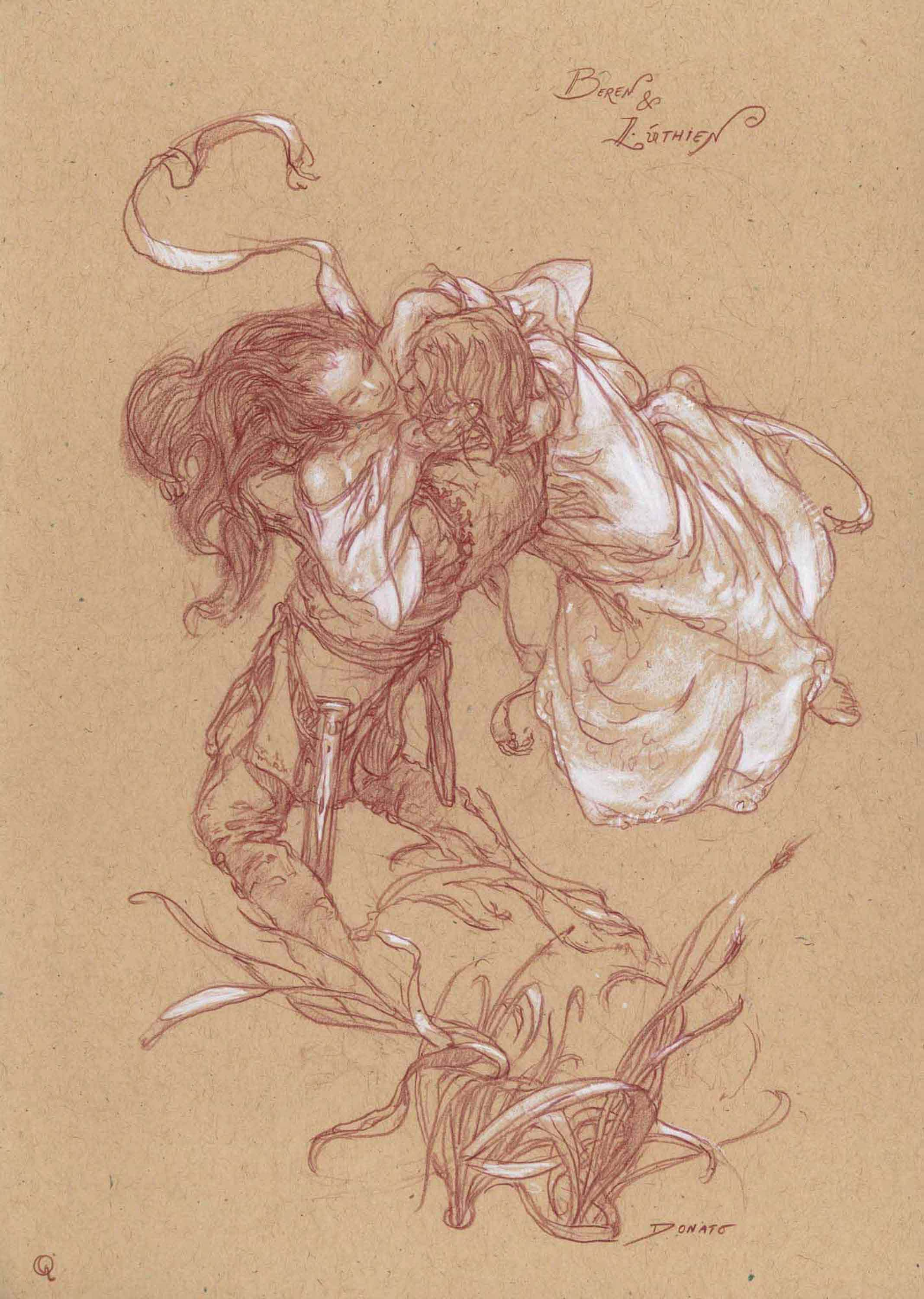 Beren and Luthien
11" x 8"  Watercolor Pencil and Chalk on Toned paper 2012
private collection