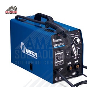 MM 35 PLUS

Categoría: Proceso MIG GMAW/FCAW
Trabajo: Industrial ligero
Alimentación: 127 V
Rango de amperaje de soldadura:	30-110 A, CD
Ciclo de trabajo: 20%