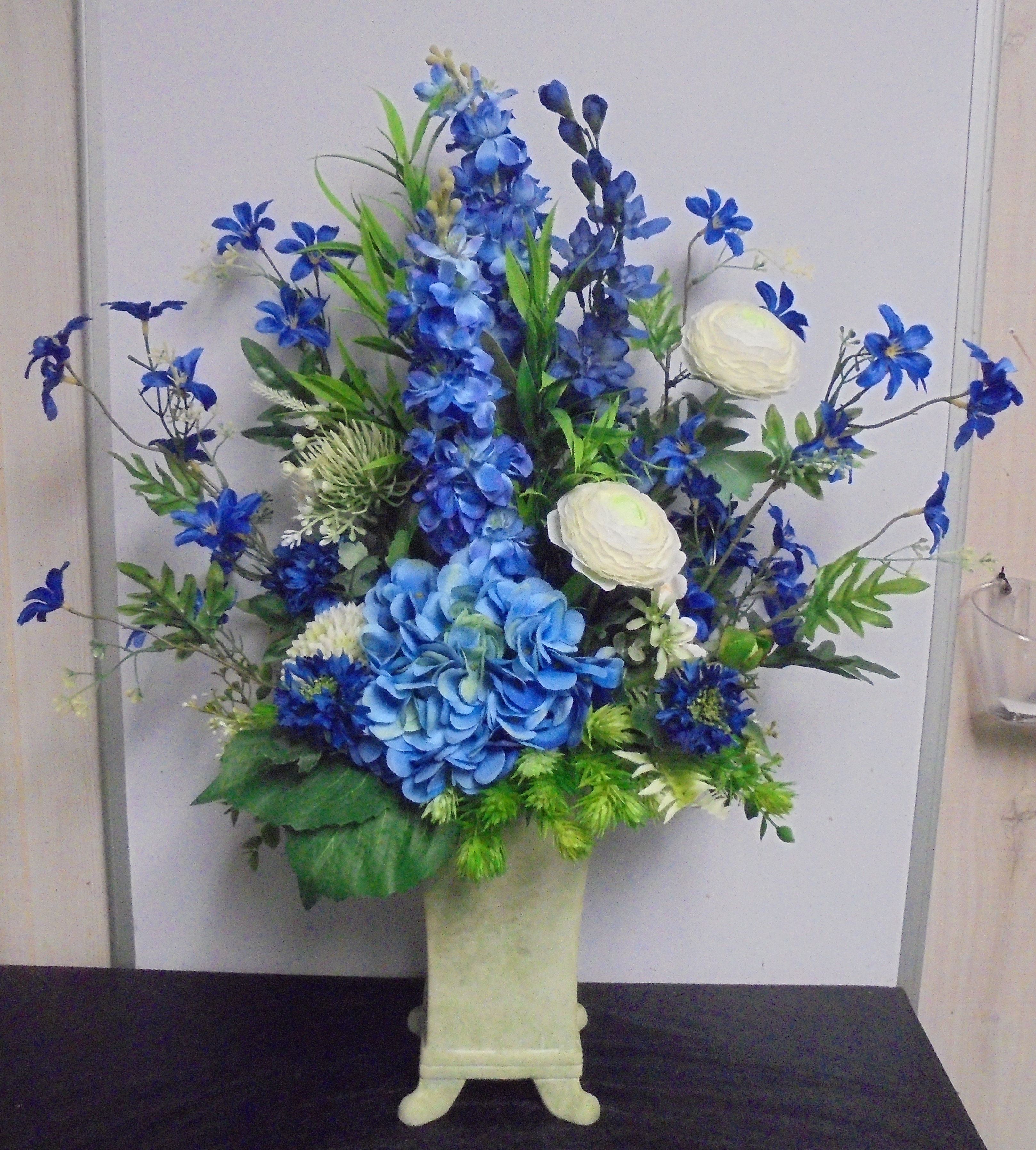 (49) "Silk" Vase Arrangement
(Blue & White)
$70.00