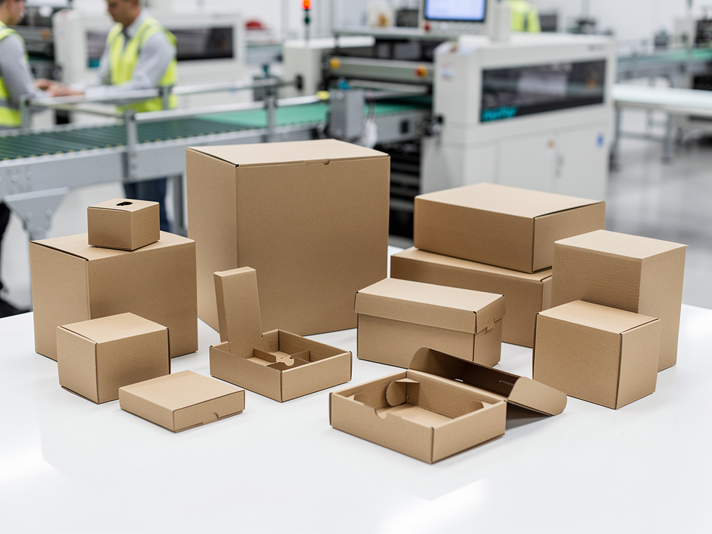Cajas de cartón para embalaje en una línea de producción industrial