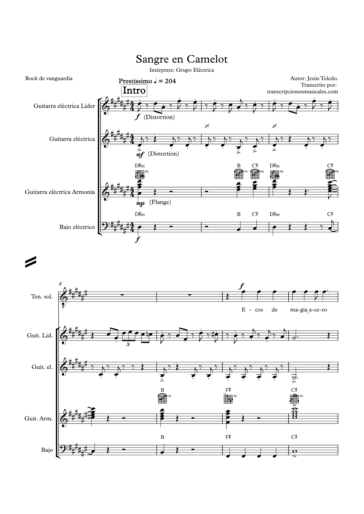 Sangre en Camelot - partitura hoja 1