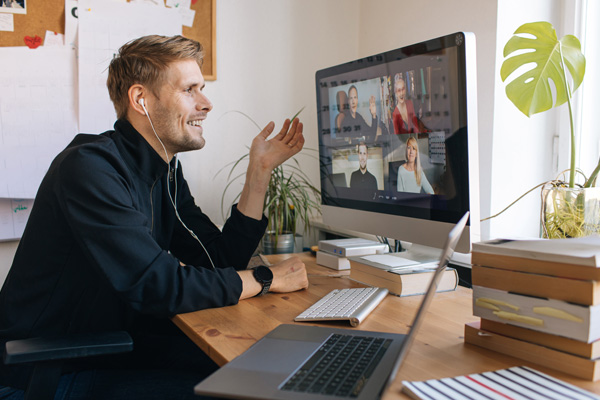 Young Man Having Zoom Video Call
