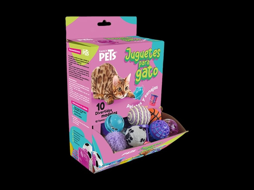 FL8749 CAJAS PELOTAS Y 
SONAJAS P/GATO 48 PZS