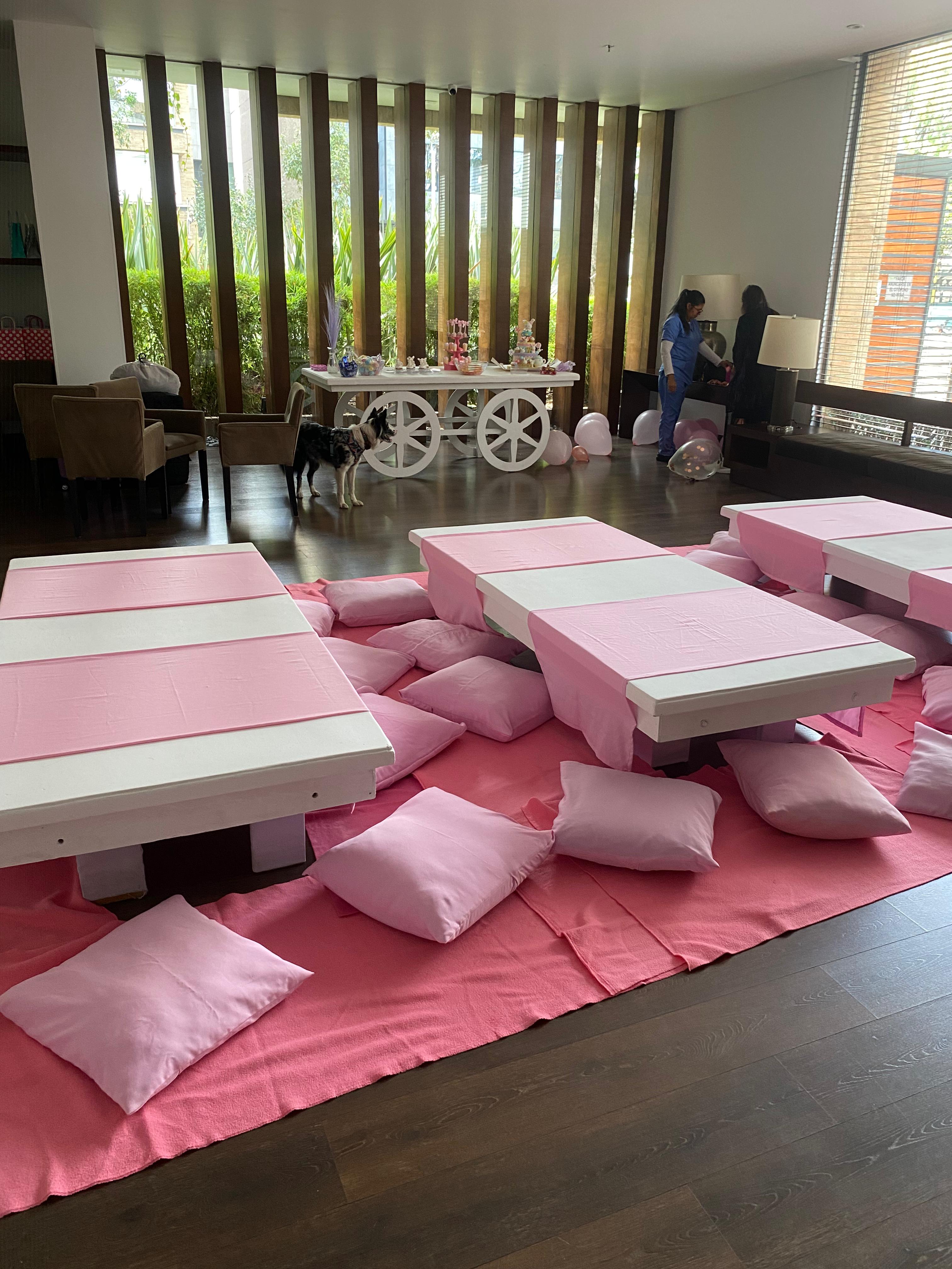 1 Mesa Rectangular color Blanco
2.20m x 1.04 por 90.000
10 cojines 50.000
6 Mantas 25.000
2 Camino de Mesa 20.000
Precio Combo
Alquiler $ 160.000