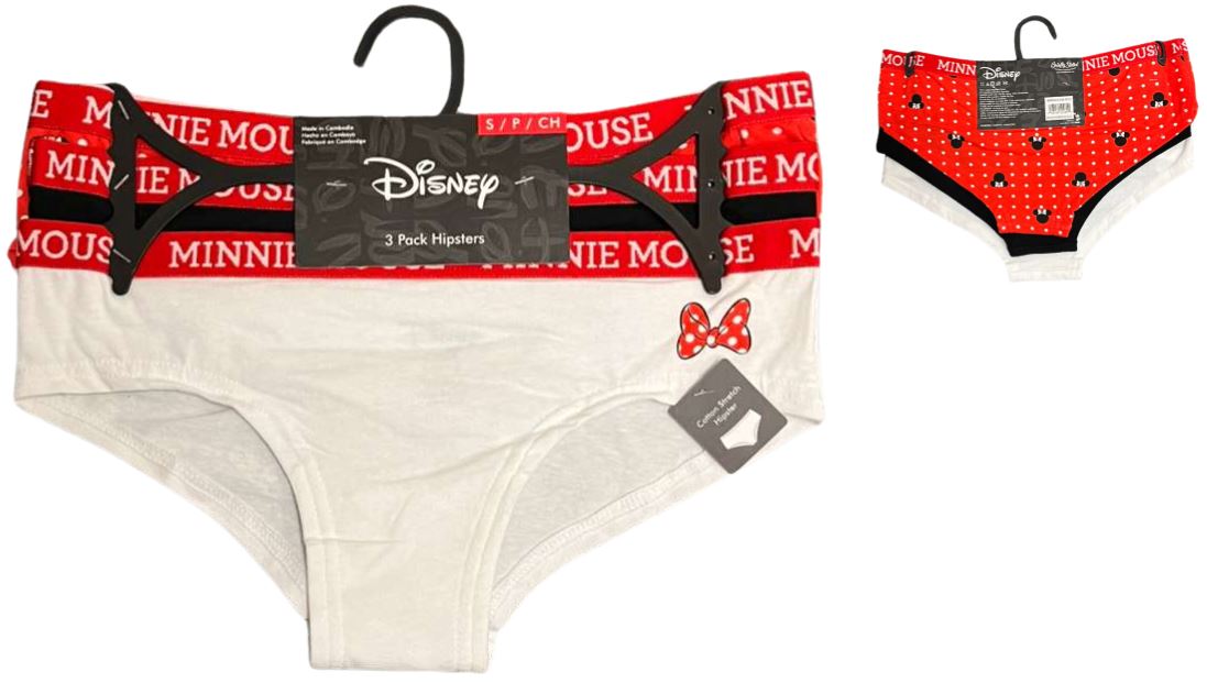 43MW841X1HZA-RED
3PK LADIES UNDERWEAR MINNIE MOUSE
S,M,L,XL
UPC  193159200930
36 CS/PACK
