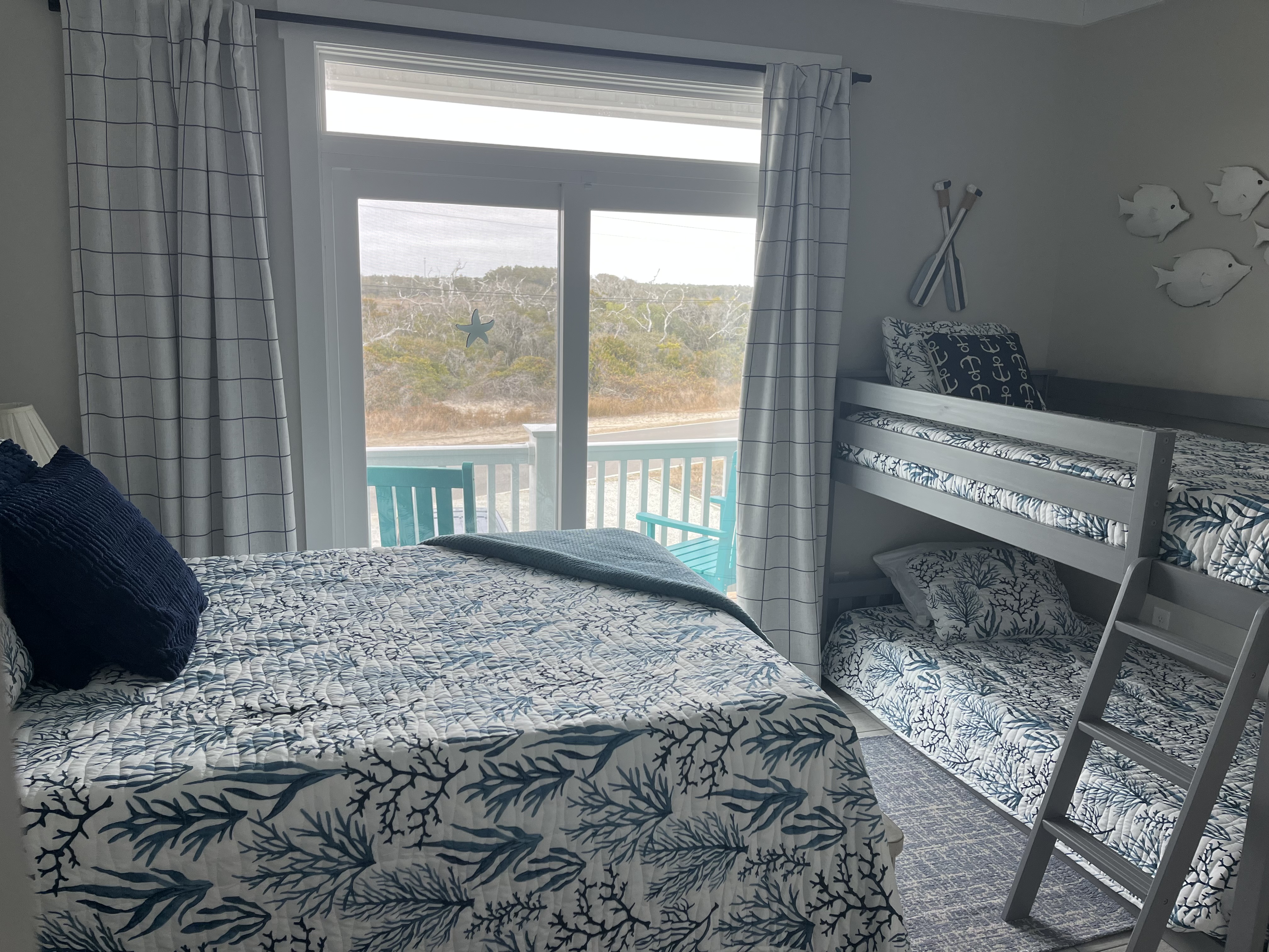 Kids Room with bunk beds and full bed.