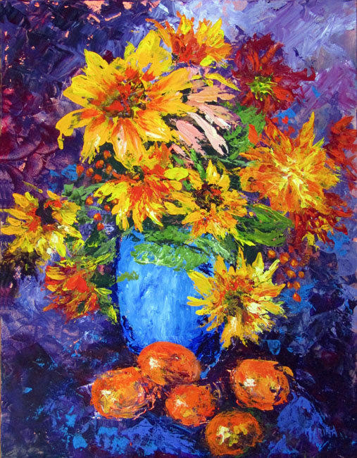 Sunflowers
12 x 16 inches
Original acrylic painting on Gessobord