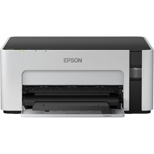 Impresora Epson monocromática de frente, diseño compacto y moderno.