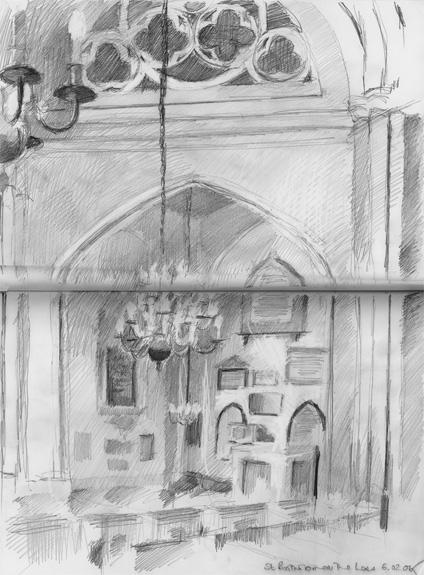 St Bartholomew the Less, Barts Hospital (Pencil)