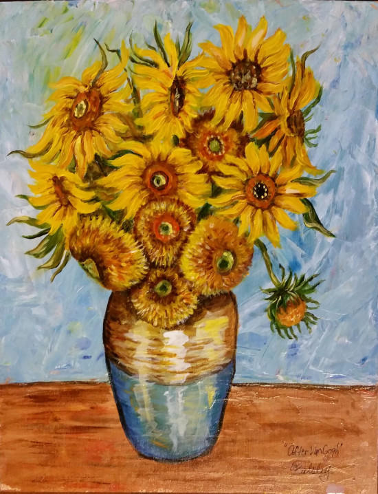 Sunshine (After Van Gogh), 11"x14" Acrylic on Board