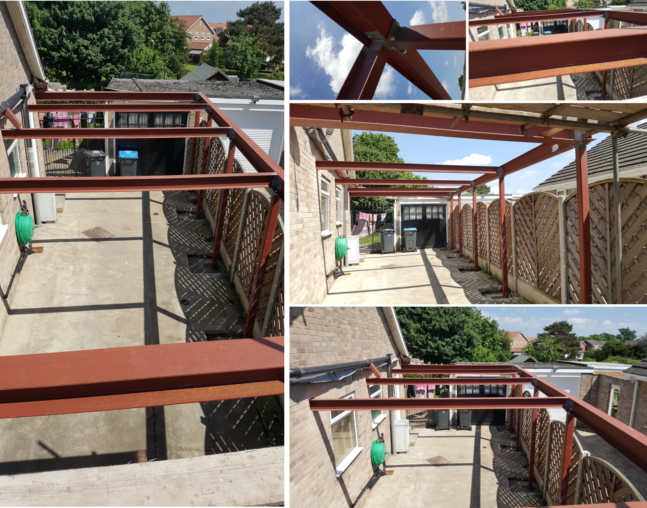 Supply & fit steelwork for car port to support 2nd storey extension.