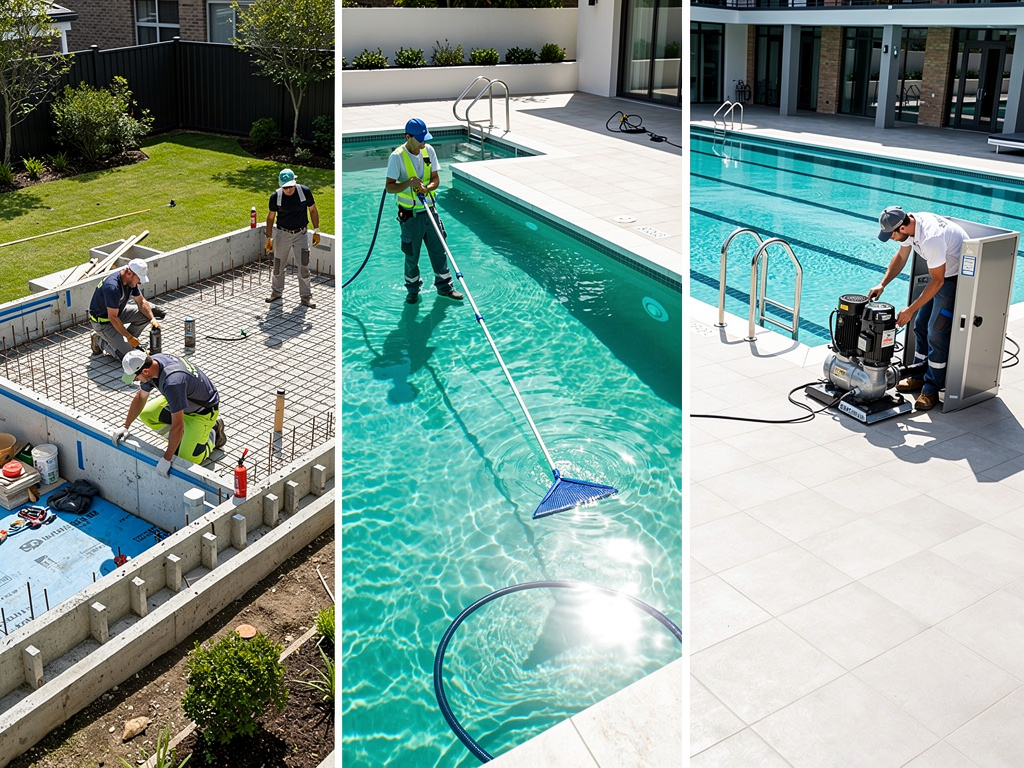 Construcción, limpieza y mantenimiento profesional de piscinas residenciales al aire libre
