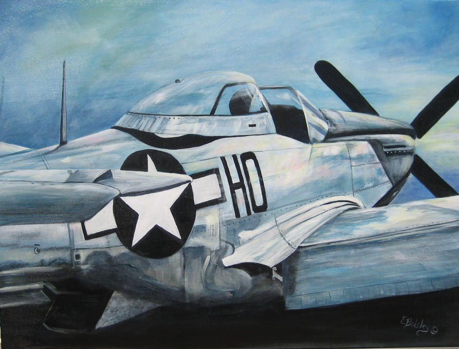 "P-51 Mustang", Acrylic, 30x40  On loan to AFMC HQ, WPAFB, OH