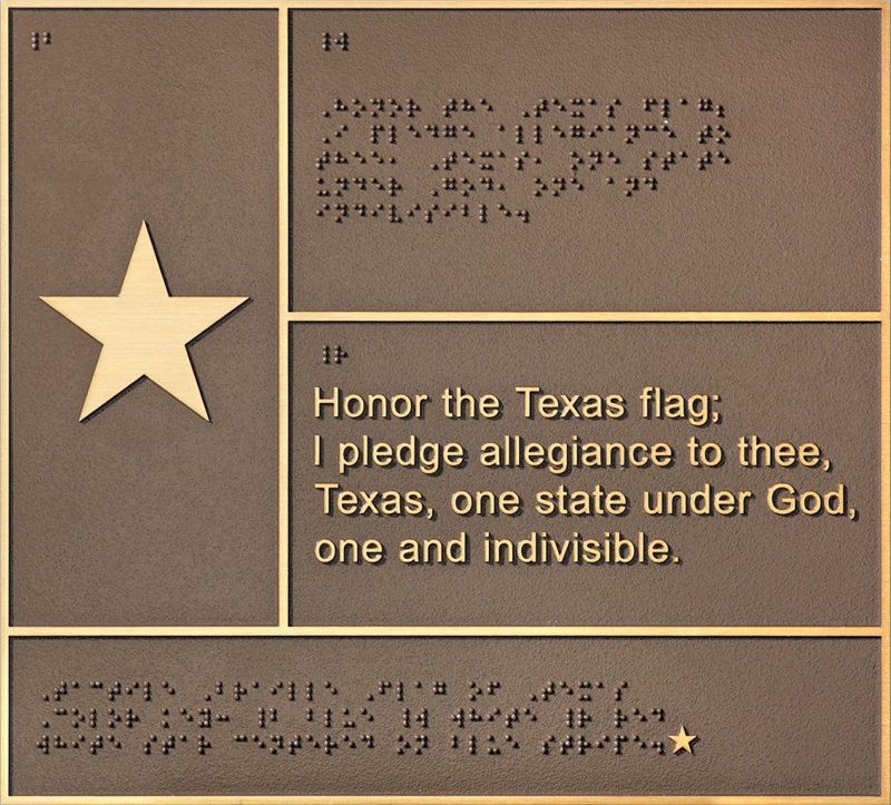 Flash Bronze Braille Flag of Texas Flash Bronze Braille Flag of Texas