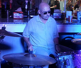 Brian Hodgman on drums: "driving the truck"