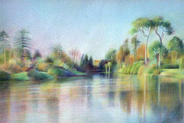 Ice Lake at Sheffield Park (Coloured Pencil 20cm x 30cm)
