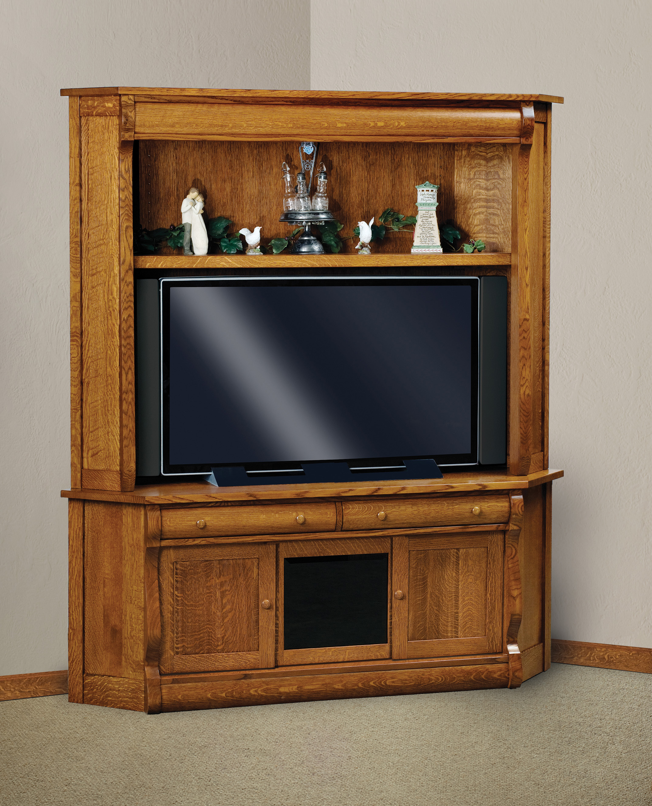 Old Classic Sleigh 2 piece Corner Media Console with Hutch