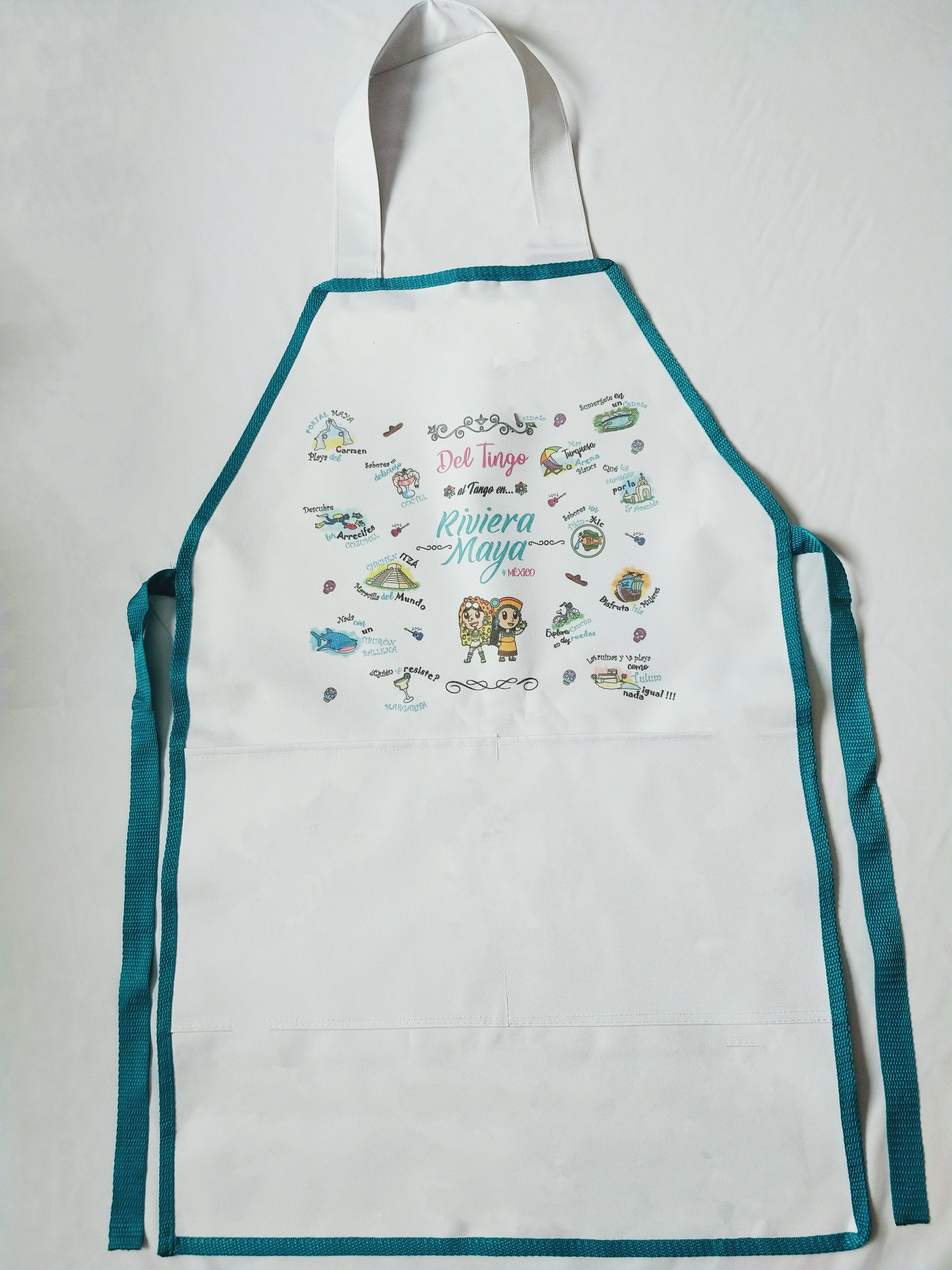 MANDIL  DE TELA PLASTIFICADA CON BOLSAS
50cm Ancho
75cm Alto de Pechera