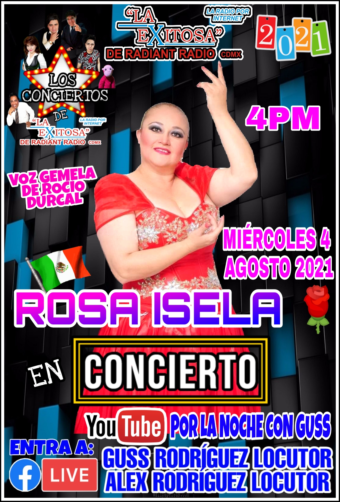 rosa isela en concierto la exitosa  radiatnv mexico miercoles 4 agosto 2021
