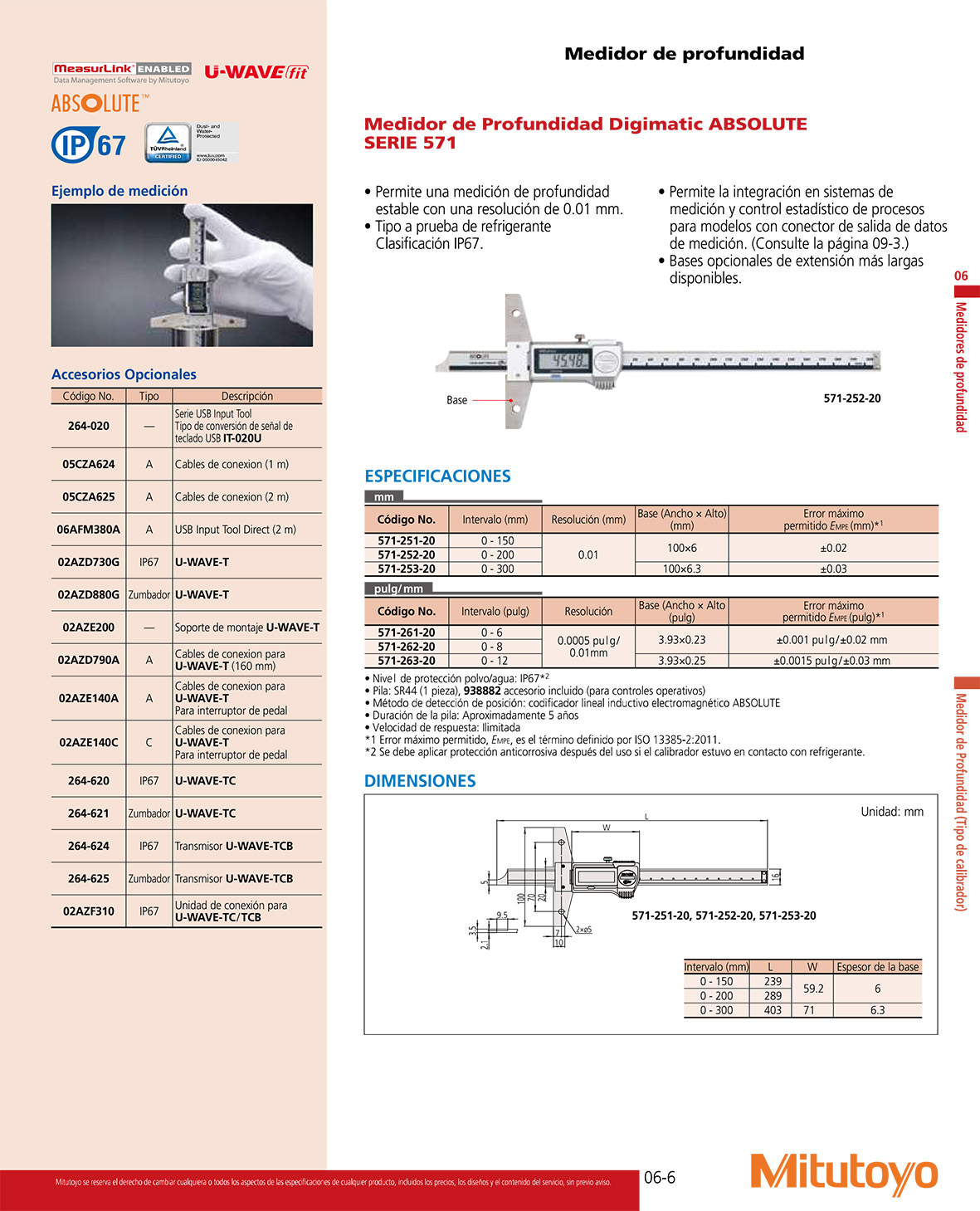 Calibrador de profundidad Digimatic ABSOLUTE IP67

