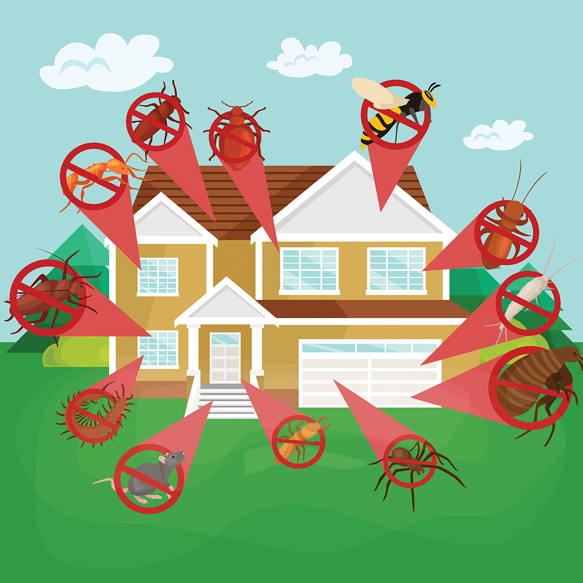 Pest control concept with insects exterminator