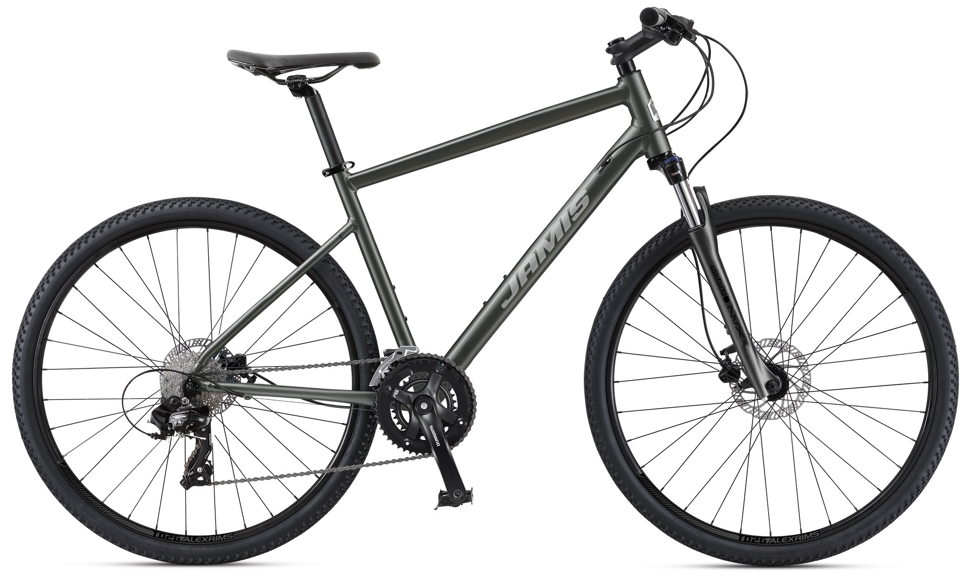 Jamis DXT A2 - (Dual Sport) Hybrid
Alum. Frame. Suspension fork w/lock out
Shimano 2x8 Drivetrain
Tektro Hydraulic Disc Brakes
$849.99