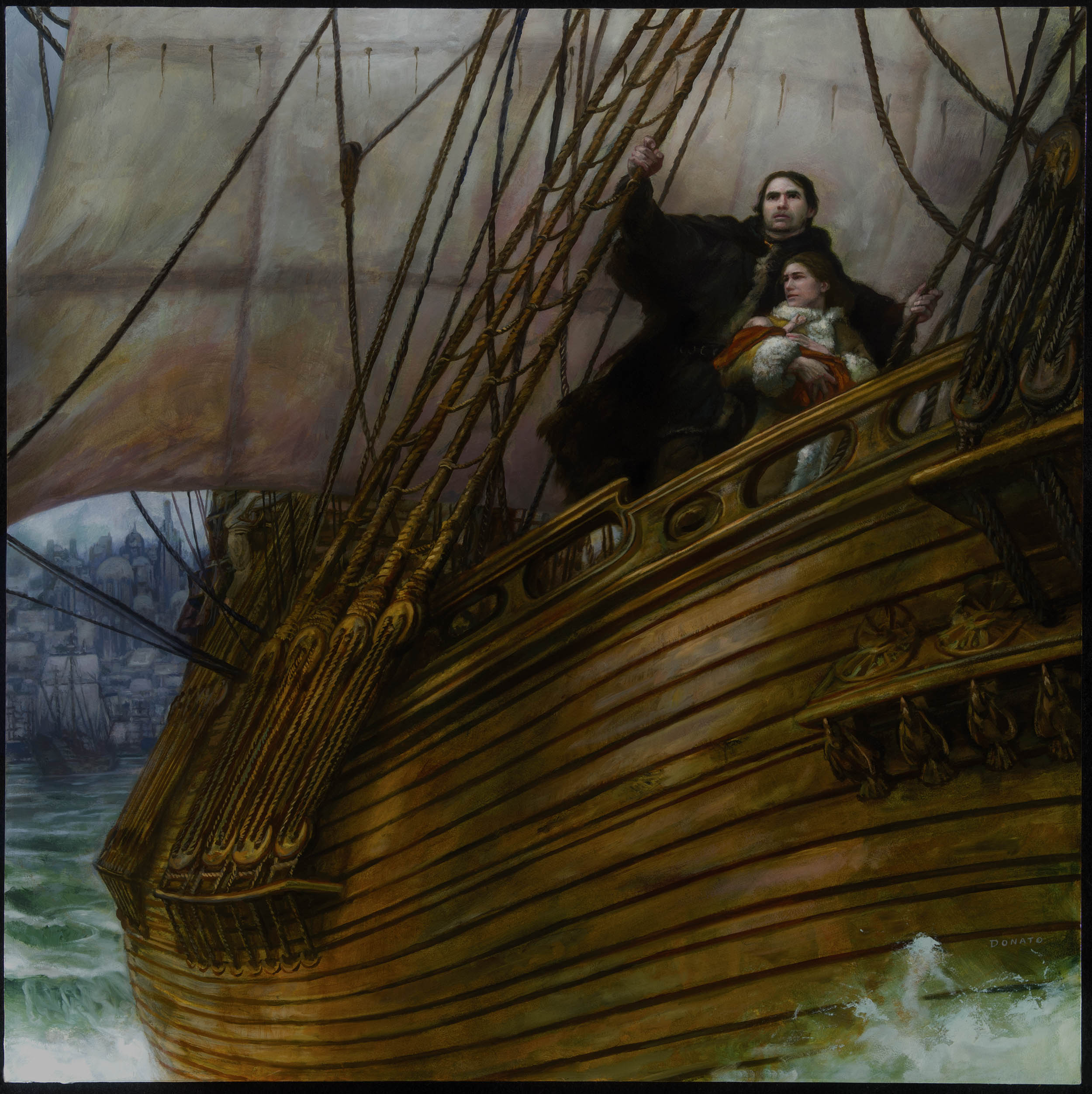 
30" x 30"  oil on Panel  2014
Collection of George R.R. Martin
The Cinnamon Wind - Samwell Tarly and Gilly 30" x 30" oil on panel 2014 available for purchase
The Cinnamon Wind - Samwell Tarly and Gilly
30" x 30"  oil on panel  2014