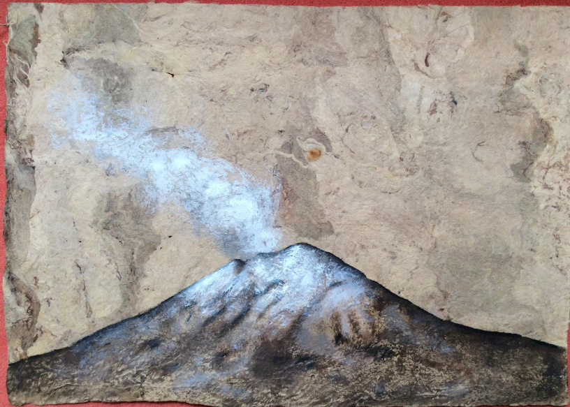 Popocatépetl
Gouache sobre papel amate
8 x 11 pulgadas