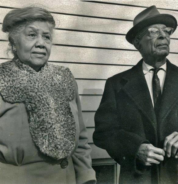 Gertrude West-Ames (Chappaquiddick Wampanoag) with her husband James Ames.  There is no date on the photo