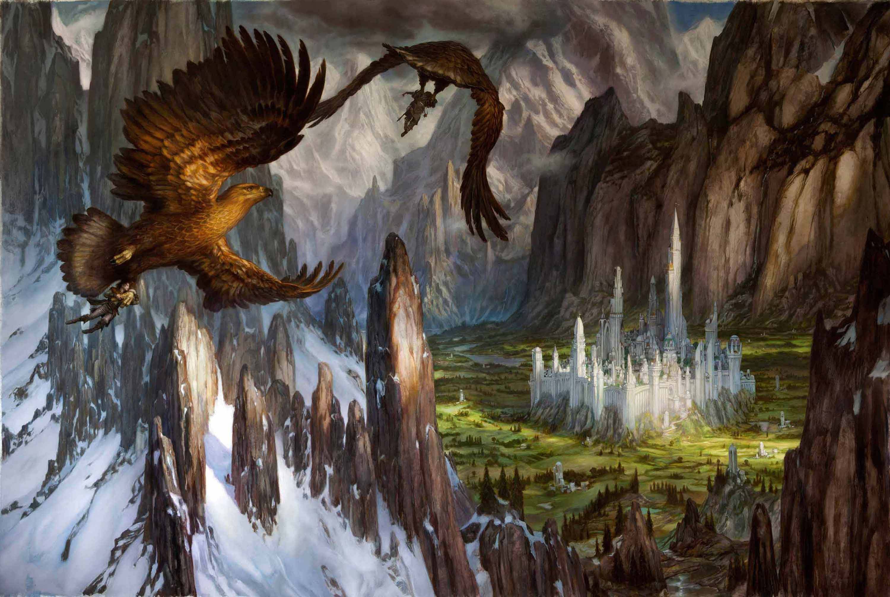 Huor and Hurin Approaching Gondolin
112" x 73" oil on linen 2013
 image from The Silmarillion by J.R.R. Tolkien 
private collection 
