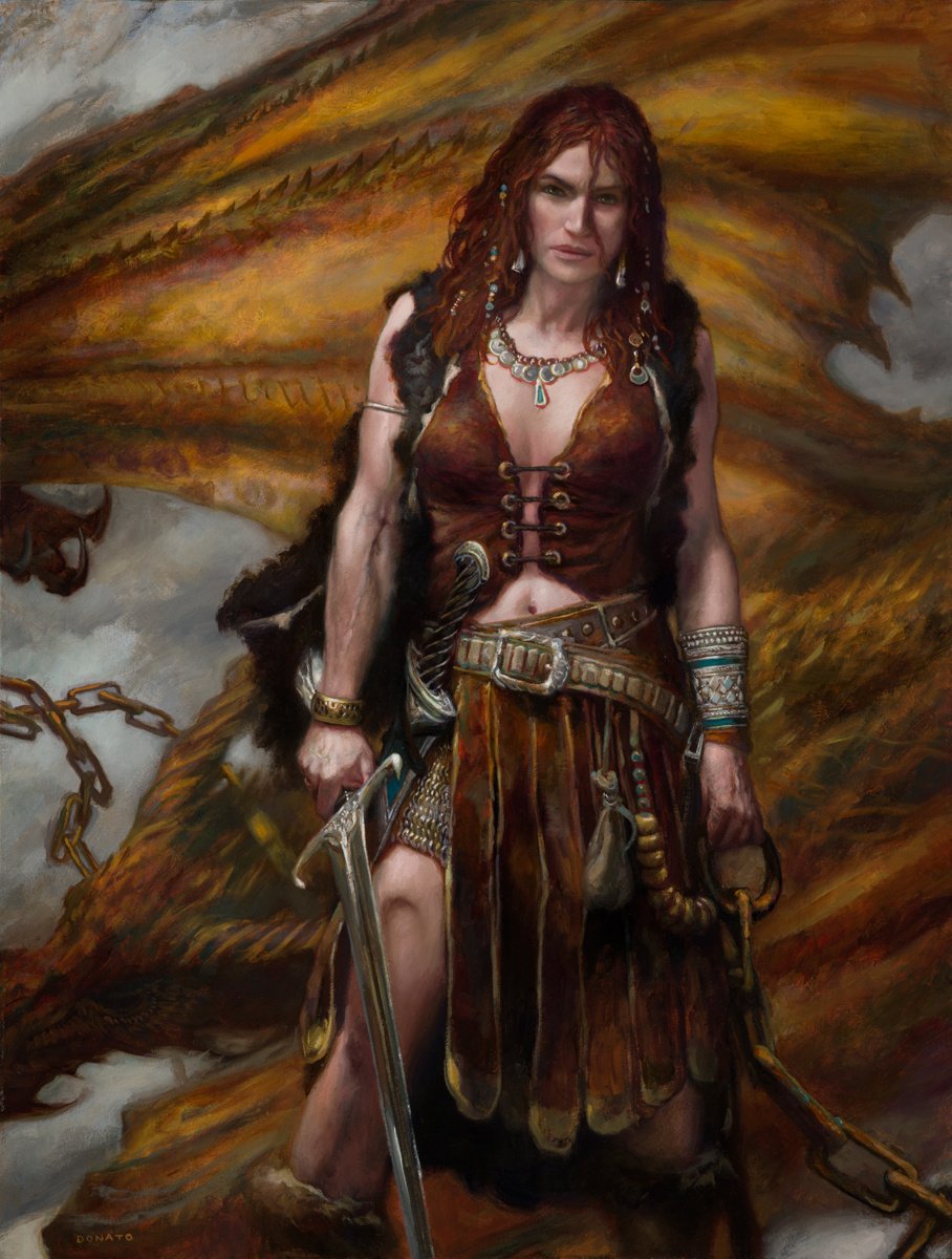 Mars Violet - Dragon Tamer
24" x 18"  Oil on Panel  2019
another image in the series of this adventurer
collection of Cathy and Arnie Fenner