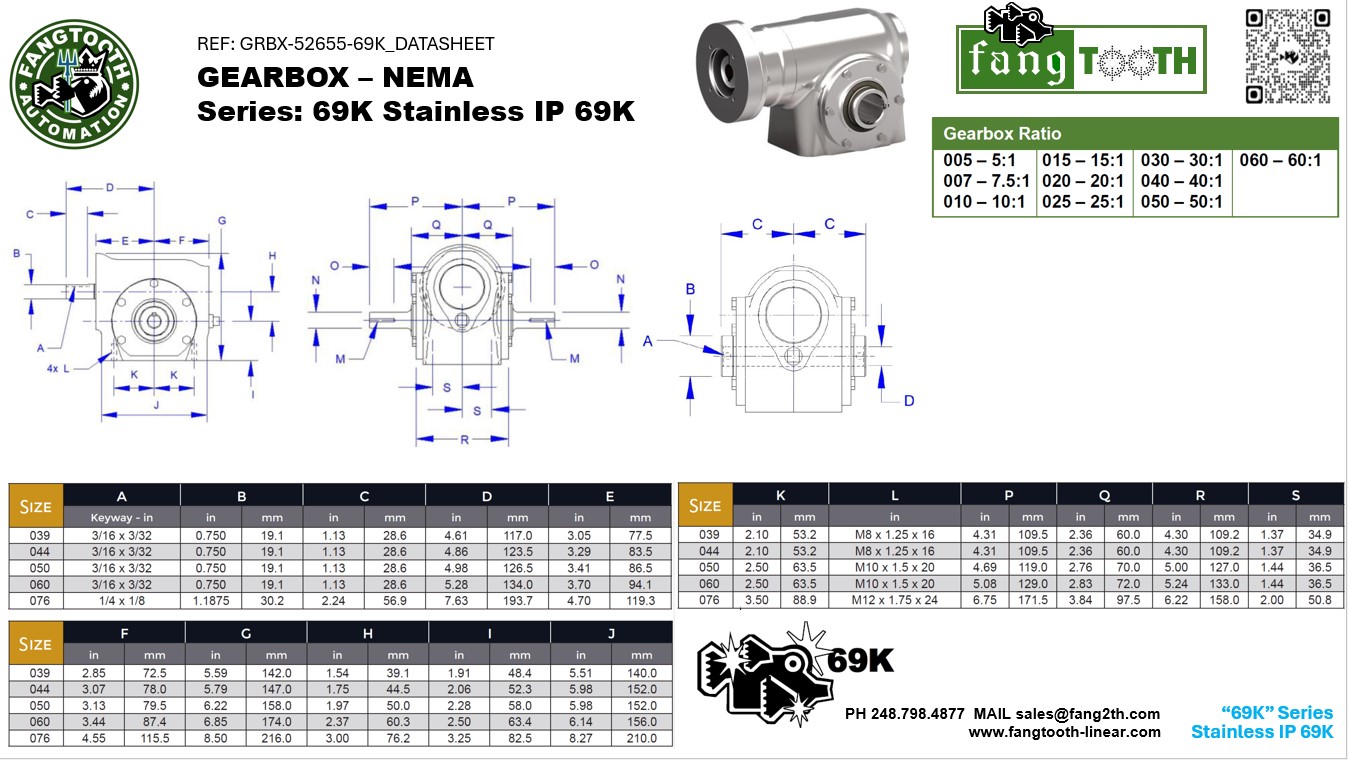 Gearbox - 69K IP69 Stainless Worm