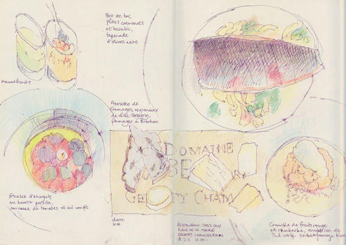 Lunch at Chez Guy in Gevrey-Chambertin
11.5" x 16.5", pen and sepia ink and coloured pencils in Moleskine Sketchbook
See http://travelsketch.blogspot.co.uk/2011/12/lunch-chez-guy-in-gevrey-chambertin.html