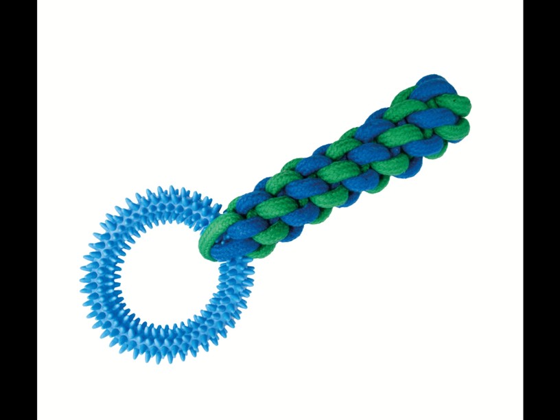 SP-3914 ROPY CHUMS JUGUETE
 DE HILO TRENZADO Y ARO 
CON PICOS DE CAUCHO 10"