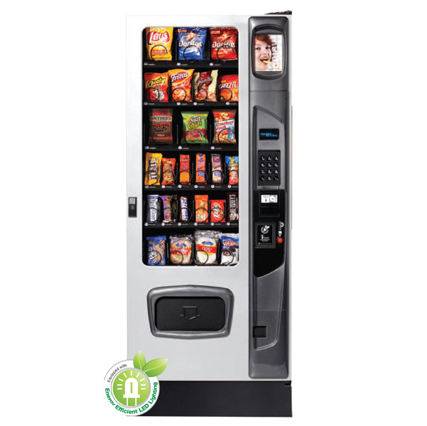 MERCATO 3000
26 selecciones, configurable hasta 36.
Capacidad de 342 productos (114 snacks / 216 dulces / 48 pastelillos).
Dimensiones: altura 183 cm, ancho 74 cm, profundidad 87 cm.
Peso de 174.5 kg.
Consumo eléctrico 115 VAC/60Hz, 1.2 AMPS.
NO REFRIGERADA