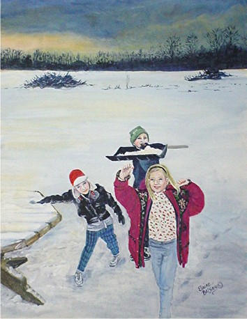 Finished painting in Acrylic - Artist's Note: Client wanted girl's facial expression changed.