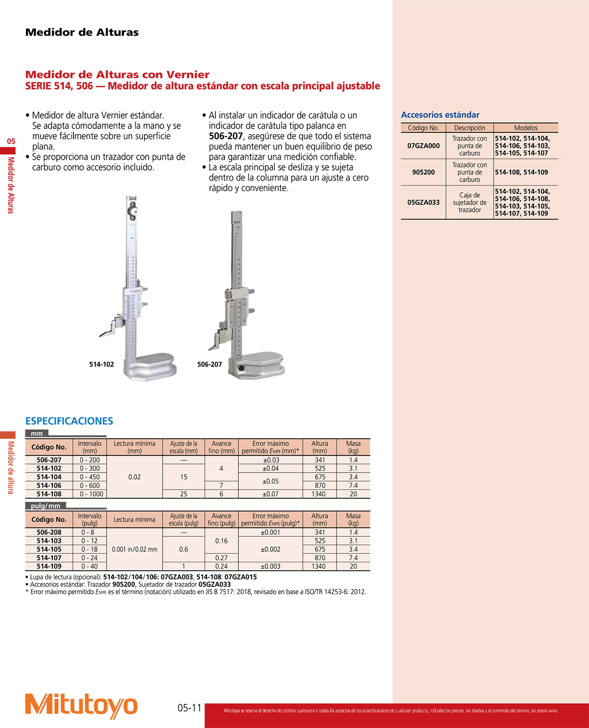 Medidor de alturas con Vernier