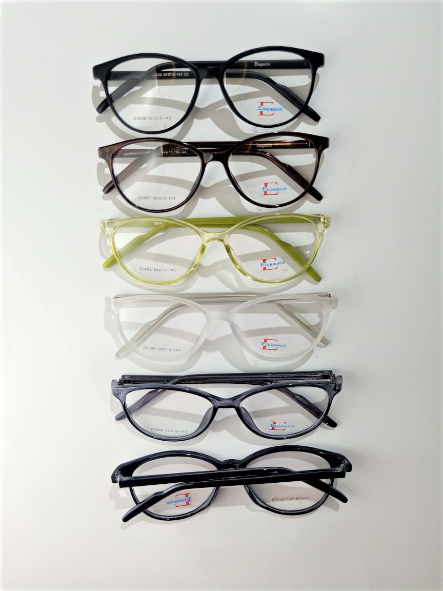 Modelo: E9808
Colores: Cafe, Verde transparente, Negro brilloso, Gris, Blanco y Negro mate