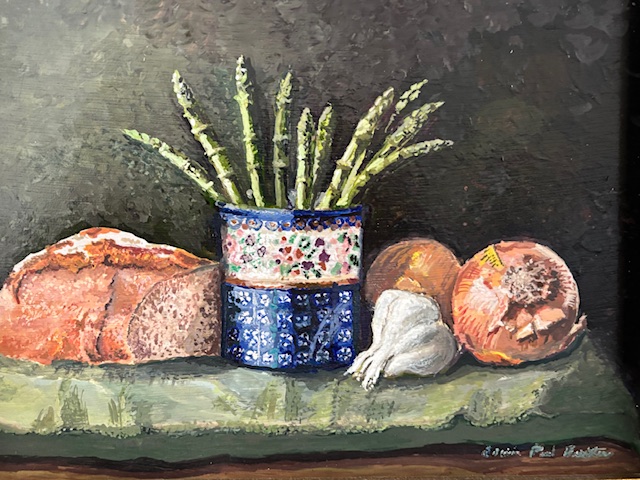 Fichter, Still Life with Asparagus, 8" x 10" Gouache