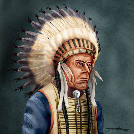 Jefe indio. Ilustración digital, SF